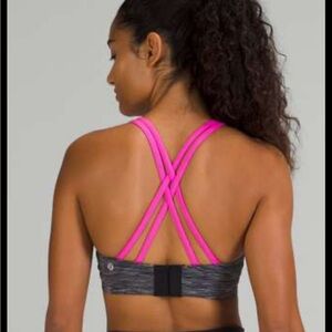 lululemon athletica Charcoal and Neon Pink Sports Bra